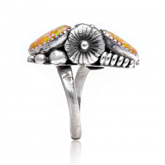Flower and Leaf Opal .925 Sterling Silver Certified Authentic Navajo Native American Handmade Adjustable Ring 26208-0 All Products NB15122322282122 26208-0 (by LomaSiiva) Flower and Leaf Opal .925 Sterling Silver Certified Authentic Navajo Native American Handmade Adjustable Ring 26208-0 All Products NB15122322282122 26208-0 (by LomaSiiva)