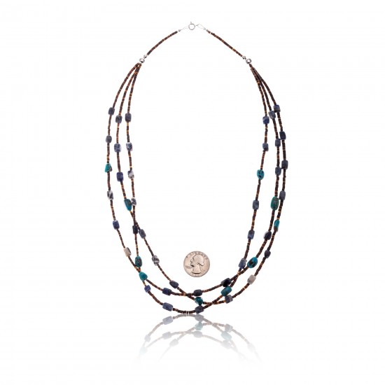 3 Strand .925 Sterling Silver Certified Authentic Navajo Native American Turquoise and Lapis Necklace 371029683838 Clearance 18110-4 371029683838 (by LomaSiiva) 3 Strand .925 Sterling Silver Certified Authentic Navajo Native American Turquoise and Lapis Necklace 371029683838 Clearance 18110-4 371029683838 (by LomaSiiva)