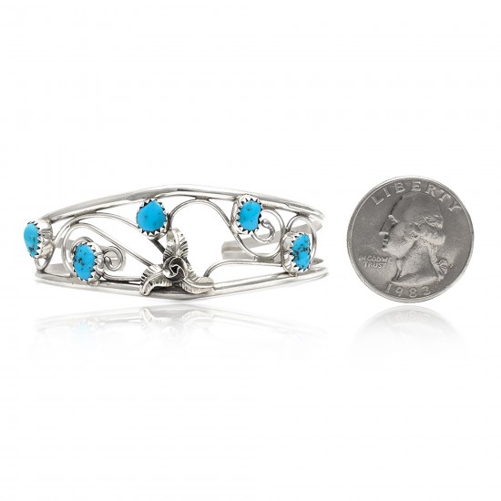 Flower .925 Sterling Silver Certified Authentic Handmade Navajo Native American Natural Arizona Sleeping Beauty Turquoise Cuff Bracelet 12947-2 All Products NB151223182937 12947-2 (by LomaSiiva) Flower .925 Sterling Silver Certified Authentic Handmade Navajo Native American Natural Arizona Sleeping Beauty Turquoise Cuff Bracelet 12947-2 All Products NB151223182937 12947-2 (by LomaSiiva)