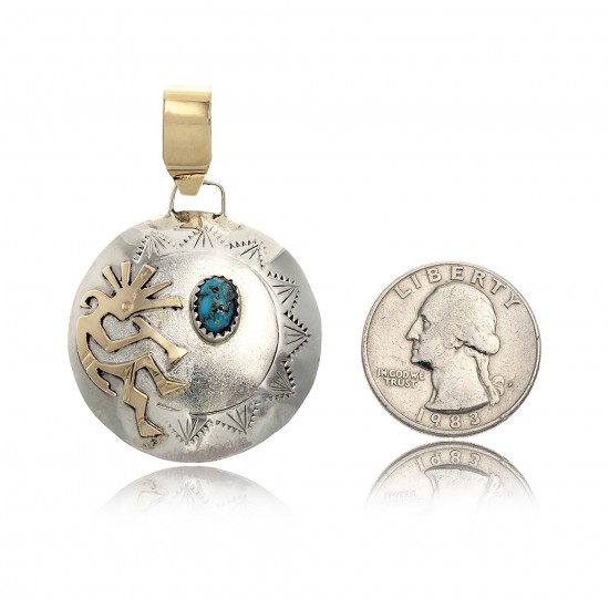 Kokopelli 12kt Gold Filled and .925 Sterling Silver Certified Authentic Handmade Navajo Native American Natural Turquoise Pendant 17042-8 Pendants NB160107223638 17042-8 (by LomaSiiva) Kokopelli 12kt Gold Filled and .925 Sterling Silver Certified Authentic Handmade Navajo Native American Natural Turquoise Pendant 17042-8 Pendants NB160107223638 17042-8 (by LomaSiiva)