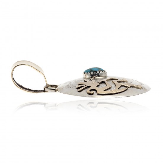 Kokopelli 12kt Gold Filled and .925 Sterling Silver Certified Authentic Handmade Navajo Native American Natural Turquoise Pendant 17042-8 Pendants NB160107223638 17042-8 (by LomaSiiva) Kokopelli 12kt Gold Filled and .925 Sterling Silver Certified Authentic Handmade Navajo Native American Natural Turquoise Pendant 17042-8 Pendants NB160107223638 17042-8 (by LomaSiiva)