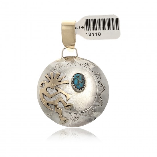 Kokopelli 12kt Gold Filled and .925 Sterling Silver Certified Authentic Handmade Navajo Native American Natural Turquoise Pendant 17042-8 Pendants NB160107223638 17042-8 (by LomaSiiva) Kokopelli 12kt Gold Filled and .925 Sterling Silver Certified Authentic Handmade Navajo Native American Natural Turquoise Pendant 17042-8 Pendants NB160107223638 17042-8 (by LomaSiiva)