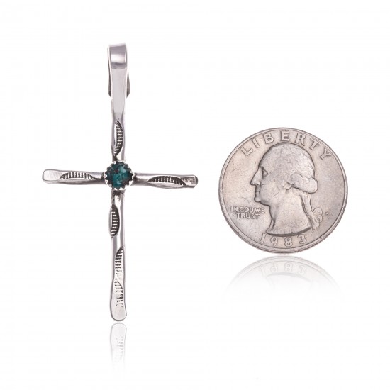 Cross .925 Sterling Silver Certified Authentic Handmade Navajo Native American Natural Turquoise Pendant 24373 Pendants 390983003295 24373 (by LomaSiiva) Cross .925 Sterling Silver Certified Authentic Handmade Navajo Native American Natural Turquoise Pendant 24373 Pendants 390983003295 24373 (by LomaSiiva)