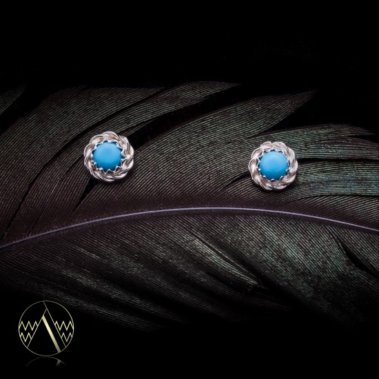 Delicate .925 Sterling Silver Certified Authentic Handmade Navajo Native American Natural Turquoise Stud Earrings 27228 All Products NB160303234932 27228 (by LomaSiiva) Delicate .925 Sterling Silver Certified Authentic Handmade Navajo Native American Natural Turquoise Stud Earrings 27228 All Products NB160303234932 27228 (by LomaSiiva)