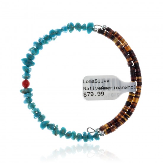 Natural Turquoise and Coral Certified Authentic Navajo Native American Adjustable Wrap Bracelet 22131 All Products 371183569150 22131 (by LomaSiiva) Natural Turquoise and Coral Certified Authentic Navajo Native American Adjustable Wrap Bracelet 22131 All Products 371183569150 22131 (by LomaSiiva)