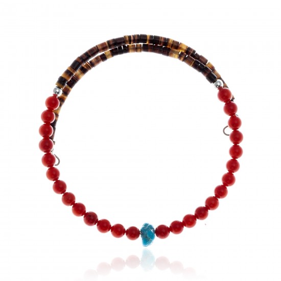 Coral and Natural Turquoise Certified Authentic Navajo Native American Adjustable Wrap Bracelet 22133 All Products 371183569149 22133 (by LomaSiiva) Coral and Natural Turquoise Certified Authentic Navajo Native American Adjustable Wrap Bracelet 22133 All Products 371183569149 22133 (by LomaSiiva)