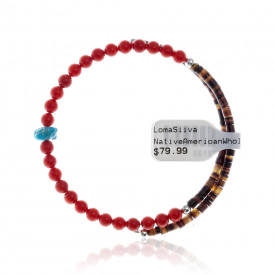 Coral and Natural Turquoise Certified Authentic Navajo Native American Adjustable Wrap Bracelet 22133 All Products 371183569149 22133 (by LomaSiiva) Coral and Natural Turquoise Certified Authentic Navajo Native American Adjustable Wrap Bracelet 22133 All Products 371183569149 22133 (by LomaSiiva)