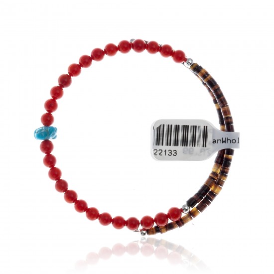 Coral and Natural Turquoise Certified Authentic Navajo Native American Adjustable Wrap Bracelet 22133 All Products 371183569149 22133 (by LomaSiiva) Coral and Natural Turquoise Certified Authentic Navajo Native American Adjustable Wrap Bracelet 22133 All Products 371183569149 22133 (by LomaSiiva)
