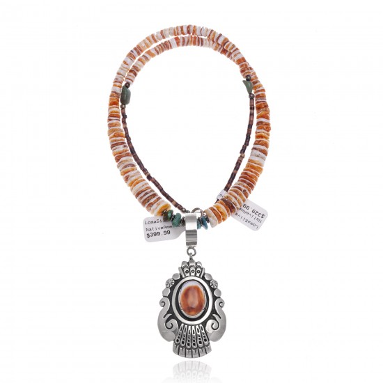 Natural Turquoise Spiny Oyster .925 Sterling Silver Certified Authentic Navajo Native American Handmade Necklace and Pendant 24537-5-18111 All Products NB181212215735 24537-5-18111 (by LomaSiiva) Natural Turquoise Spiny Oyster .925 Sterling Silver Certified Authentic Navajo Native American Handmade Necklace and Pendant 24537-5-18111 All Products NB181212215735 24537-5-18111 (by LomaSiiva)