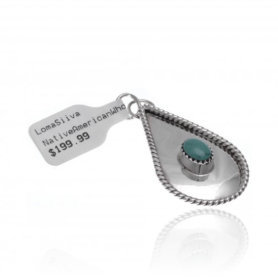 Drop Turquoise .925 Sterling Silver Certified Authentic Navajo Native American Handmade Pendant 24553 Pendants NB181211210602 24553 (by LomaSiiva) Drop Turquoise .925 Sterling Silver Certified Authentic Navajo Native American Handmade Pendant 24553 Pendants NB181211210602 24553 (by LomaSiiva)