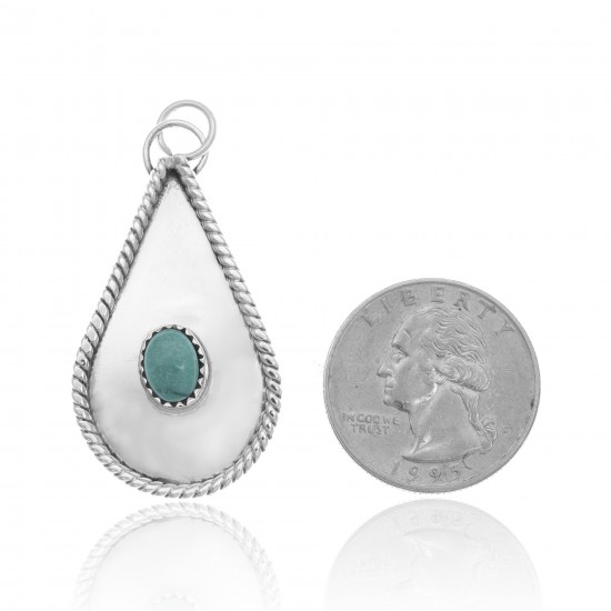 Drop Turquoise .925 Sterling Silver Certified Authentic Navajo Native American Handmade Pendant 24553 Pendants NB181211210602 24553 (by LomaSiiva) Drop Turquoise .925 Sterling Silver Certified Authentic Navajo Native American Handmade Pendant 24553 Pendants NB181211210602 24553 (by LomaSiiva)
