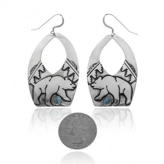 Bear Cloud Sun Natural Turquoise .925 Sterling Silver Certified Authentic Navajo Native American Handmade Dangle Earrings 27215 All Products NB181212224249 27215 (by LomaSiiva) Bear Cloud Sun Natural Turquoise .925 Sterling Silver Certified Authentic Navajo Native American Handmade Dangle Earrings 27215 All Products NB181212224249 27215 (by LomaSiiva)