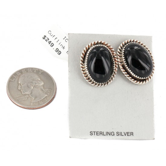 Handmade Certified Authentic Navajo .925 Sterling Silver Natural Black Onyx Native American Cuff Links 19128-2 Cufflinks NB160207075949 19128-2 (by LomaSiiva) Handmade Certified Authentic Navajo .925 Sterling Silver Natural Black Onyx Native American Cuff Links 19128-2 Cufflinks NB160207075949 19128-2 (by LomaSiiva)