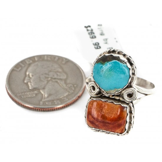 Navajo .925 Sterling Silver Handmade Certified Authentic Natural Turquoise Spiny Oyster Native American Ring 18187-12 All Products NB160212204058 18187-12 (by LomaSiiva) Navajo .925 Sterling Silver Handmade Certified Authentic Natural Turquoise Spiny Oyster Native American Ring 18187-12 All Products NB160212204058 18187-12 (by LomaSiiva)