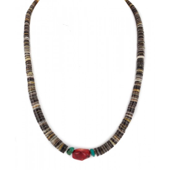 .925 Sterling Silver Certified Authentic Navajo Natural Turquoise Graduated Heishi Coral Native American Necklace 95004-10 Clearance NB160227221617 95004-10 (by LomaSiiva) .925 Sterling Silver Certified Authentic Navajo Natural Turquoise Graduated Heishi Coral Native American Necklace 95004-10 Clearance NB160227221617 95004-10 (by LomaSiiva)