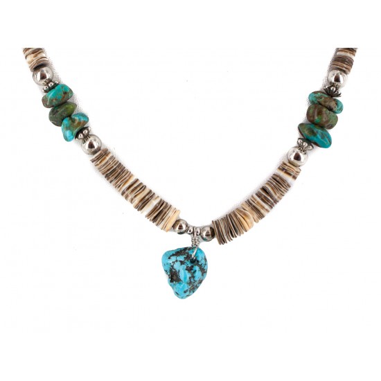 Navajo .925 Sterling Silver Certified Authentic Turquoise Graduated Heishi Native American Necklace 18195 All Products NB160301210901 18195 (by LomaSiiva) Navajo .925 Sterling Silver Certified Authentic Turquoise Graduated Heishi Native American Necklace 18195 All Products NB160301210901 18195 (by LomaSiiva)