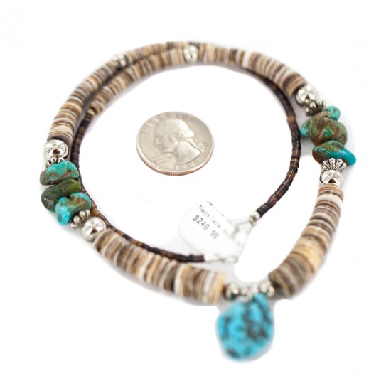 Navajo .925 Sterling Silver Certified Authentic Turquoise Graduated Heishi Native American Necklace 18195 All Products NB160301210901 18195 (by LomaSiiva) Navajo .925 Sterling Silver Certified Authentic Turquoise Graduated Heishi Native American Necklace 18195 All Products NB160301210901 18195 (by LomaSiiva)