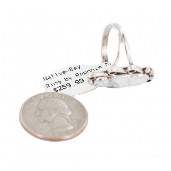Navajo .925 Sterling Silver Certified Authentic Handmade White Howlite Native American Ring Size 8 1/2 13114-7 All Products NB160306011219 13114-7 (by LomaSiiva) Navajo .925 Sterling Silver Certified Authentic Handmade White Howlite Native American Ring Size 8 1/2 13114-7 All Products NB160306011219 13114-7 (by LomaSiiva)