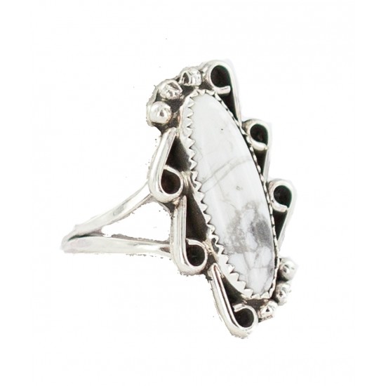 Navajo .925 Sterling Silver Certified Authentic Handmade White Howlite Native American Ring Size 8 1/2 13114-7 All Products NB160306011219 13114-7 (by LomaSiiva) Navajo .925 Sterling Silver Certified Authentic Handmade White Howlite Native American Ring Size 8 1/2 13114-7 All Products NB160306011219 13114-7 (by LomaSiiva)