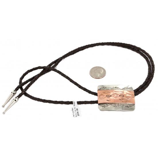 Certified Authentic Handmade Navajo Leather Pure Copper and Nickel Native American Bolo Tie 24489-1 All Products NB160330214626 24489-1 (by LomaSiiva) Certified Authentic Handmade Navajo Leather Pure Copper and Nickel Native American Bolo Tie 24489-1 All Products NB160330214626 24489-1 (by LomaSiiva)