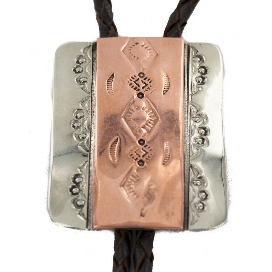 Certified Authentic Handmade Navajo Leather Pure Copper and Nickel Native American Bolo Tie 24489-1 All Products NB160330214626 24489-1 (by LomaSiiva) Certified Authentic Handmade Navajo Leather Pure Copper and Nickel Native American Bolo Tie 24489-1 All Products NB160330214626 24489-1 (by LomaSiiva)