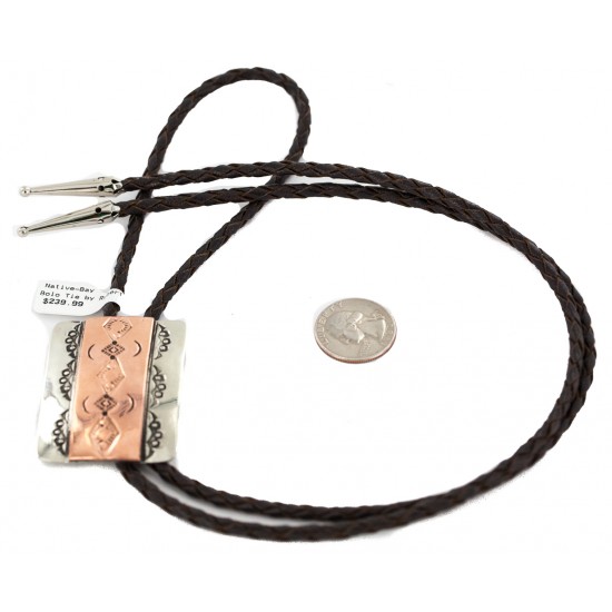 Certified Authentic Handmade Navajo Leather Pure Copper and Nickel Native American Bolo Tie 24489-2 All Products NB160330203427 24489-2 (by LomaSiiva) Certified Authentic Handmade Navajo Leather Pure Copper and Nickel Native American Bolo Tie 24489-2 All Products NB160330203427 24489-2 (by LomaSiiva)
