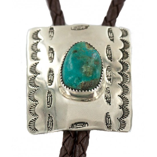 Handmade Certified Authentic Feather Navajo Leather Nickel Natural Turquoise Native American Bolo Tie 24488-4 All Products NB160330215722 24488-4 (by LomaSiiva) Handmade Certified Authentic Feather Navajo Leather Nickel Natural Turquoise Native American Bolo Tie 24488-4 All Products NB160330215722 24488-4 (by LomaSiiva)
