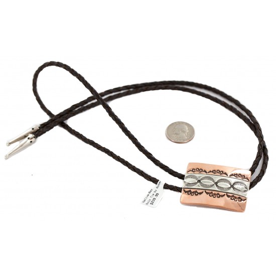 Handmade Certified Authentic Leather Navajo Pure Copper and Nickel Native American Bolo Tie 24489-4 All Products NB160330210307 24489-4 (by LomaSiiva) Handmade Certified Authentic Leather Navajo Pure Copper and Nickel Native American Bolo Tie 24489-4 All Products NB160330210307 24489-4 (by LomaSiiva)