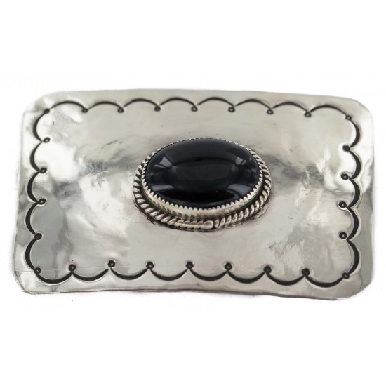Handmade Certified Authentic Navajo Nickel Natural Black Onyx Native American Buckle 1219-1 All Products NB160406091302 1219-1 (by LomaSiiva) Handmade Certified Authentic Navajo Nickel Natural Black Onyx Native American Buckle 1219-1 All Products NB160406091302 1219-1 (by LomaSiiva)