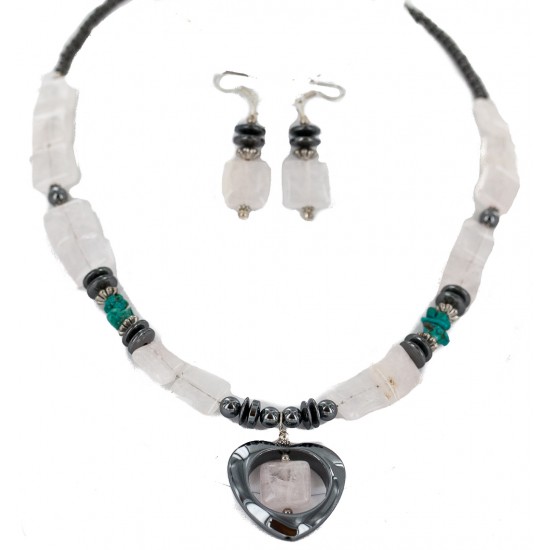 Heart .925 Sterling Silver Hooks Certified Authentic Navajo Natural Turquoise Pink Quartz and Hematite Native American Set 18234-3-18237-2 Clearance NB160406233944 18234-3-18237-2 (by LomaSiiva) Heart .925 Sterling Silver Hooks Certified Authentic Navajo Natural Turquoise Pink Quartz and Hematite Native American Set 18234-3-18237-2 Clearance NB160406233944 18234-3-18237-2 (by LomaSiiva)