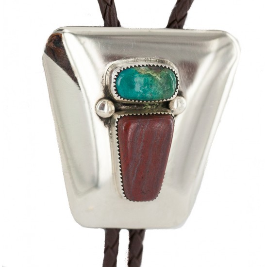 Handmade Certified Authentic Navajo Leather Nickel Natural Turquoise Jasper Native American Bolo Tie 24509-2 All Products NB160423001156 24509-2 (by LomaSiiva) Handmade Certified Authentic Navajo Leather Nickel Natural Turquoise Jasper Native American Bolo Tie 24509-2 All Products NB160423001156 24509-2 (by LomaSiiva)