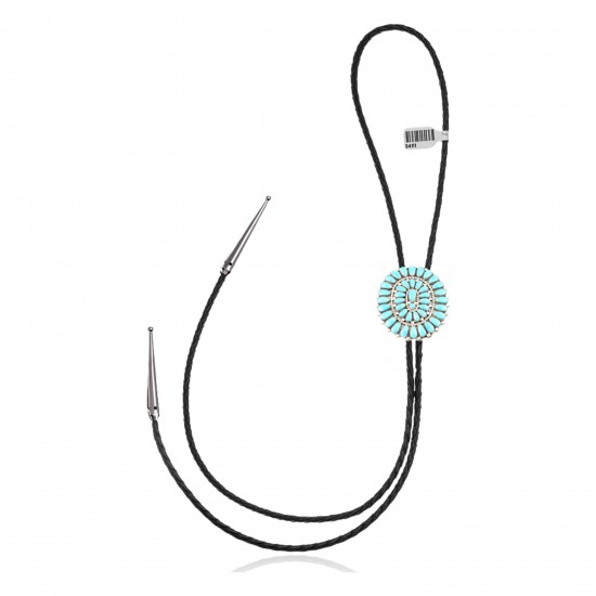 Handmade Certified Authentic Navajo .925 Sterling Silver Native American Natural Turquoise Bolo Tie 34111 Handmade Certified Authentic Navajo .925 Sterling Silver Native American Natural Turquoise Bolo Tie 34111