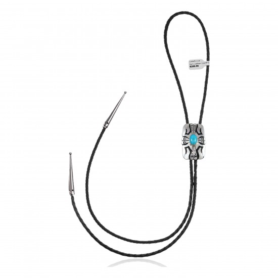 Sun Feather.925 Sterling Silver Certified Authentic Handmade Navajo Native American Natural Turquoise Bolo Tie 34112 Sun Feather.925 Sterling Silver Certified Authentic Handmade Navajo Native American Natural Turquoise Bolo Tie 34112