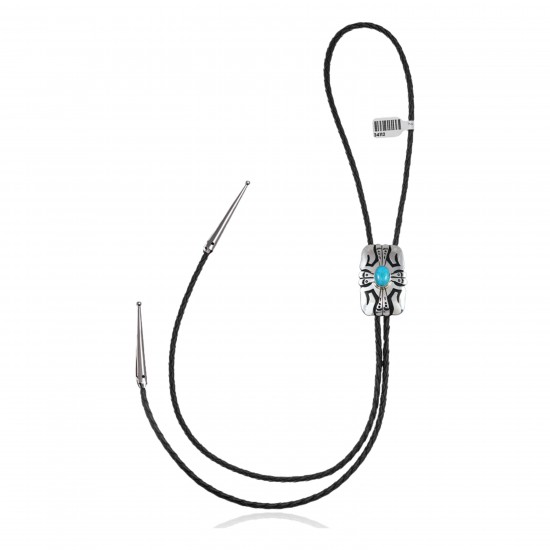Sun Feather.925 Sterling Silver Certified Authentic Handmade Navajo Native American Natural Turquoise Bolo Tie 34112 Sun Feather.925 Sterling Silver Certified Authentic Handmade Navajo Native American Natural Turquoise Bolo Tie 34112