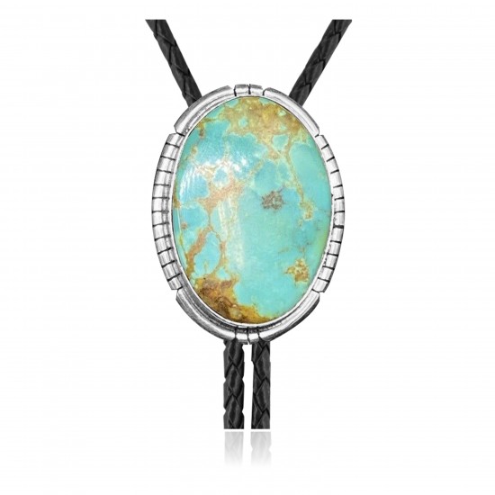 Handmade Certified Authentic Navajo .925 Sterling Silver Native American Natural Turquoise Bolo Tie 34121 Handmade Certified Authentic Navajo .925 Sterling Silver Native American Natural Turquoise Bolo Tie 34121