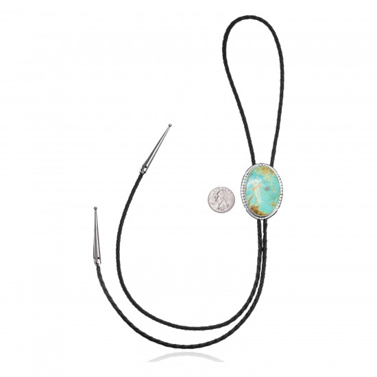 Handmade Certified Authentic Navajo .925 Sterling Silver Native American Natural Turquoise Bolo Tie 34121 Handmade Certified Authentic Navajo .925 Sterling Silver Native American Natural Turquoise Bolo Tie 34121