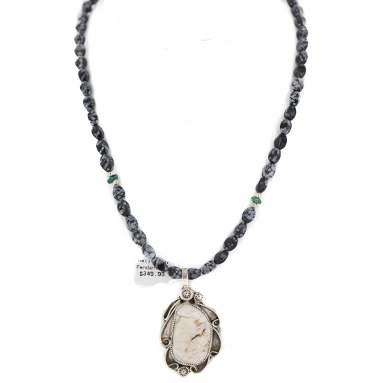 .925 Sterling Silver Certified Authentic Navajo Natural White Buffalo Snowflake Obsidian Native American Necklace 18279-3-16037-6 All Products NB160430205254 18279-3-16037-6 (by LomaSiiva) .925 Sterling Silver Certified Authentic Navajo Natural White Buffalo Snowflake Obsidian Native American Necklace 18279-3-16037-6 All Products NB160430205254 18279-3-16037-6 (by LomaSiiva)