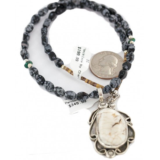 .925 Sterling Silver Certified Authentic Navajo Natural White Buffalo Snowflake Obsidian Native American Necklace 18279-3-16037-6 All Products NB160430205254 18279-3-16037-6 (by LomaSiiva) .925 Sterling Silver Certified Authentic Navajo Natural White Buffalo Snowflake Obsidian Native American Necklace 18279-3-16037-6 All Products NB160430205254 18279-3-16037-6 (by LomaSiiva)