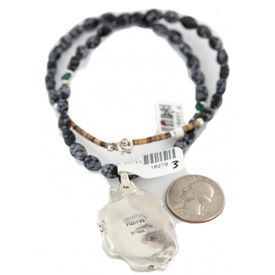 .925 Sterling Silver Certified Authentic Navajo Natural White Buffalo Snowflake Obsidian Native American Necklace 18279-3-16037-6 All Products NB160430205254 18279-3-16037-6 (by LomaSiiva) .925 Sterling Silver Certified Authentic Navajo Natural White Buffalo Snowflake Obsidian Native American Necklace 18279-3-16037-6 All Products NB160430205254 18279-3-16037-6 (by LomaSiiva)