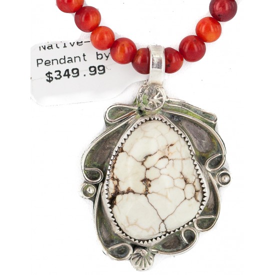 .925 Sterling Silver Certified Authentic Navajo Natural White Buffalo Coral Native American Necklace & Pendant 18279-4-95001 All Products NB160430214045 18279-4-95001 (by LomaSiiva) .925 Sterling Silver Certified Authentic Navajo Natural White Buffalo Coral Native American Necklace & Pendant 18279-4-95001 All Products NB160430214045 18279-4-95001 (by LomaSiiva)