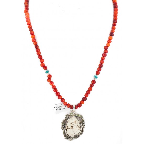 .925 Sterling Silver Certified Authentic Navajo Natural White Buffalo Coral Native American Necklace & Pendant 18279-4-95001 All Products NB160430214045 18279-4-95001 (by LomaSiiva) .925 Sterling Silver Certified Authentic Navajo Natural White Buffalo Coral Native American Necklace & Pendant 18279-4-95001 All Products NB160430214045 18279-4-95001 (by LomaSiiva)