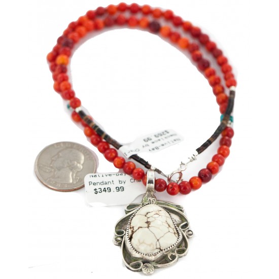 .925 Sterling Silver Certified Authentic Navajo Natural White Buffalo Coral Native American Necklace & Pendant 18279-4-95001 All Products NB160430214045 18279-4-95001 (by LomaSiiva) .925 Sterling Silver Certified Authentic Navajo Natural White Buffalo Coral Native American Necklace & Pendant 18279-4-95001 All Products NB160430214045 18279-4-95001 (by LomaSiiva)