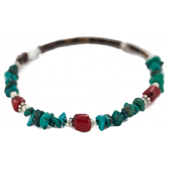 Navajo Certified Authentic Natural Turquoise Heishi Coral Native American Adjustable Wrap Bracelet 13172-14 All Products NB160507214658 13172-14 (by LomaSiiva) Navajo Certified Authentic Natural Turquoise Heishi Coral Native American Adjustable Wrap Bracelet 13172-14 All Products NB160507214658 13172-14 (by LomaSiiva)