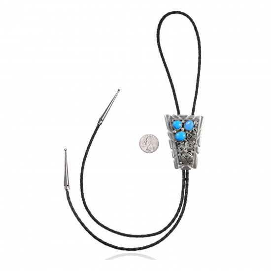 Handmade Certified Authentic Navajo .925 Sterling Silver Native American Natural Turquoise Bolo Tie 34188 Handmade Certified Authentic Navajo .925 Sterling Silver Native American Natural Turquoise Bolo Tie 34188