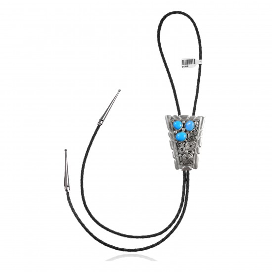 Handmade Certified Authentic Navajo .925 Sterling Silver Native American Natural Turquoise Bolo Tie 34188 Handmade Certified Authentic Navajo .925 Sterling Silver Native American Natural Turquoise Bolo Tie 34188