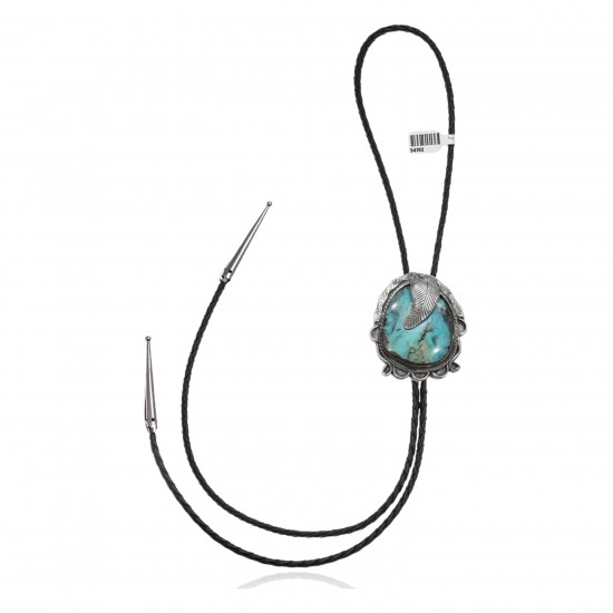 Feather .925 Sterling Silver Certified Authentic Handmade Navajo Native American Natural Turquoise Bolo Tie 34192 Feather .925 Sterling Silver Certified Authentic Handmade Navajo Native American Natural Turquoise Bolo Tie 34192