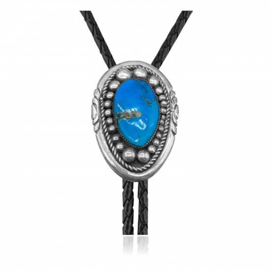 Handmade Certified Authentic Navajo .925 Sterling Silver Native American Natural Turquoise Bolo Tie 34194 Handmade Certified Authentic Navajo .925 Sterling Silver Native American Natural Turquoise Bolo Tie 34194