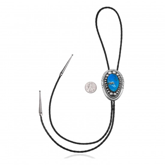 Handmade Certified Authentic Navajo .925 Sterling Silver Native American Natural Turquoise Bolo Tie 34194 Handmade Certified Authentic Navajo .925 Sterling Silver Native American Natural Turquoise Bolo Tie 34194