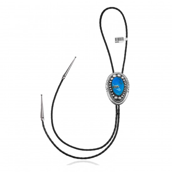 Handmade Certified Authentic Navajo .925 Sterling Silver Native American Natural Turquoise Bolo Tie 34194 Handmade Certified Authentic Navajo .925 Sterling Silver Native American Natural Turquoise Bolo Tie 34194