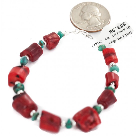 Navajo .925 Sterling Silver Certified Authentic Natural Turquoise Coral Native American Bracelet 13176-2 All Products NB160514220353 13176-2 (by LomaSiiva) Navajo .925 Sterling Silver Certified Authentic Natural Turquoise Coral Native American Bracelet 13176-2 All Products NB160514220353 13176-2 (by LomaSiiva)
